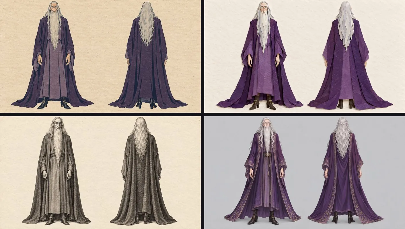 Dumbledore in four candidate styles