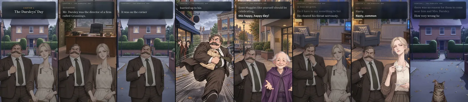 Eight phone frames from Chapter 1 Part One